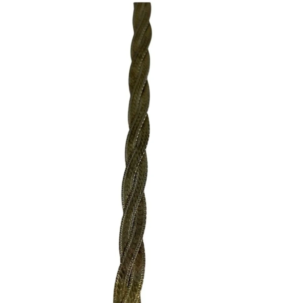 Vintage Italy 925 Sterling Silver Gold Wash Braided Herringbone Bracelet 7.5 In
